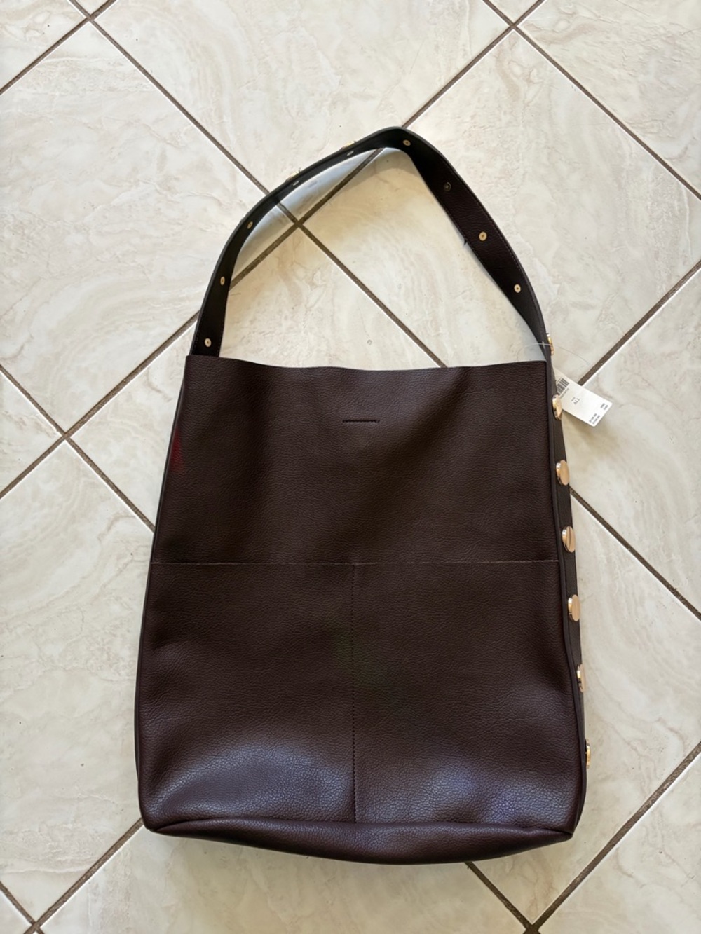 Anthropologie Studded Vegan Leather North South Shoulder Hobo Bag - Picture 5 of 8